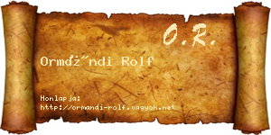 Ormándi Rolf névjegykártya